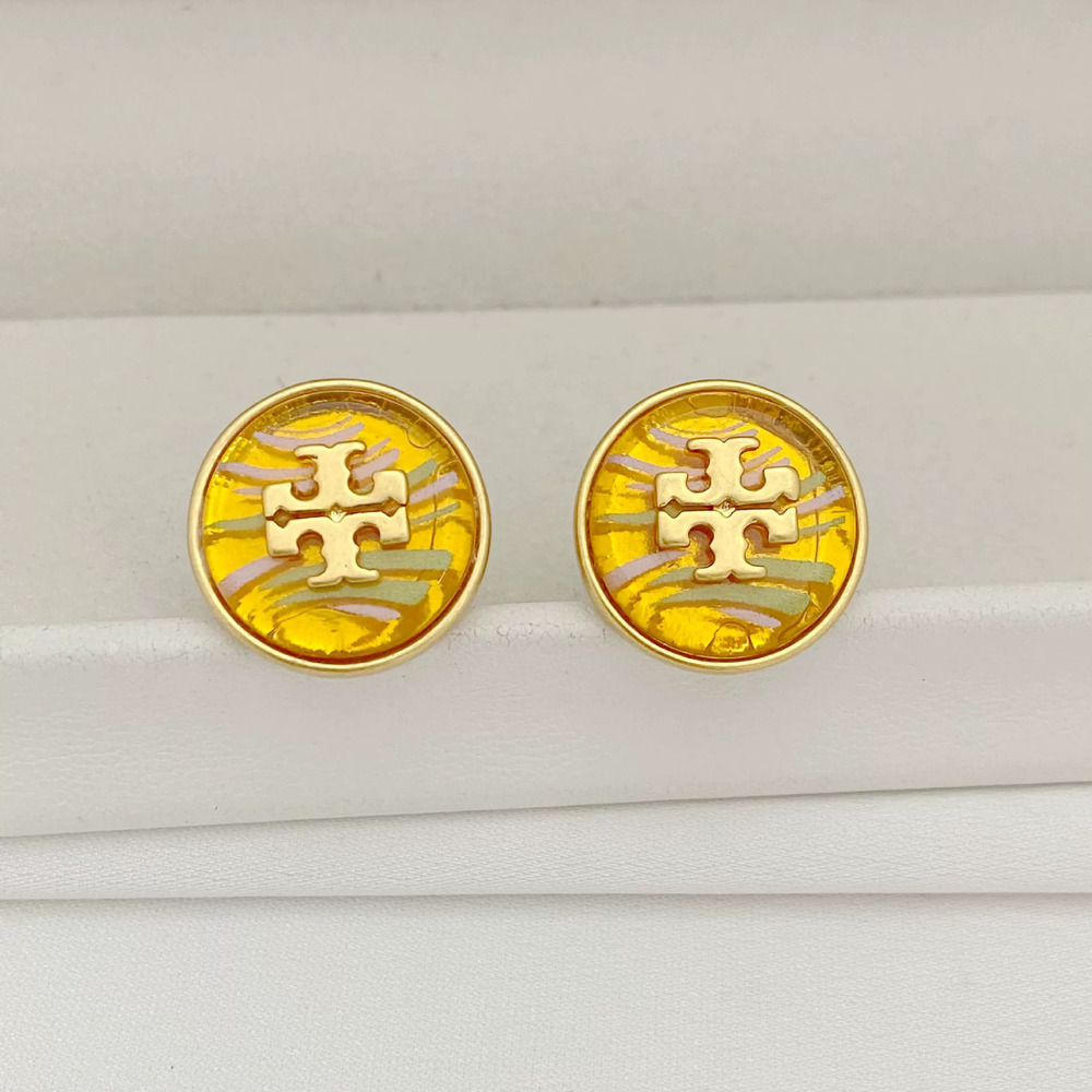 Tory Burch Alphabet Round Earrings Inlaid